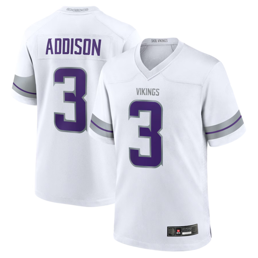 Trusc #3 Jordan Addison Player MN.Vikings White Alternate Game Stitched Jerseys