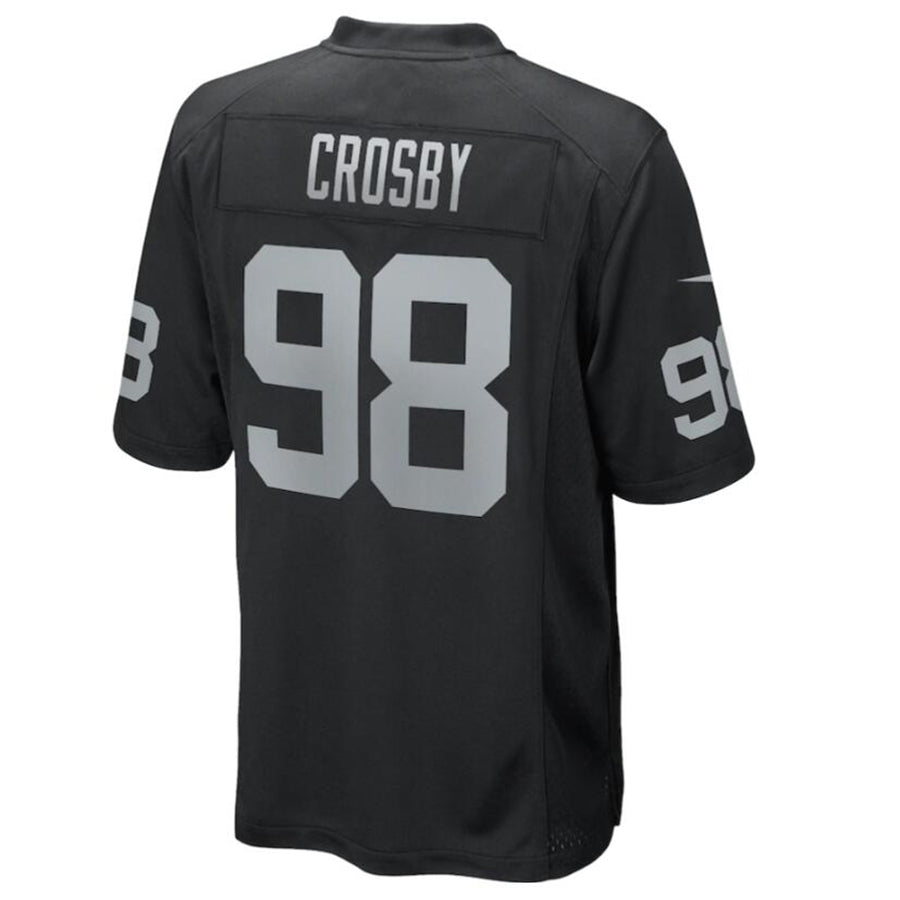 Trusc LV.Raiders #98 Maxx Crosby Black Game Jersey American Stitched Jerseys