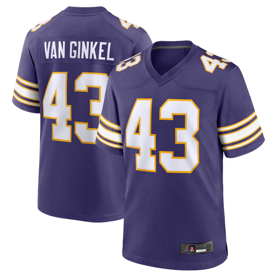 Trusc #43 Andrew Van Ginkel Player MN.Vikings Purple Game Stitched Jerseys