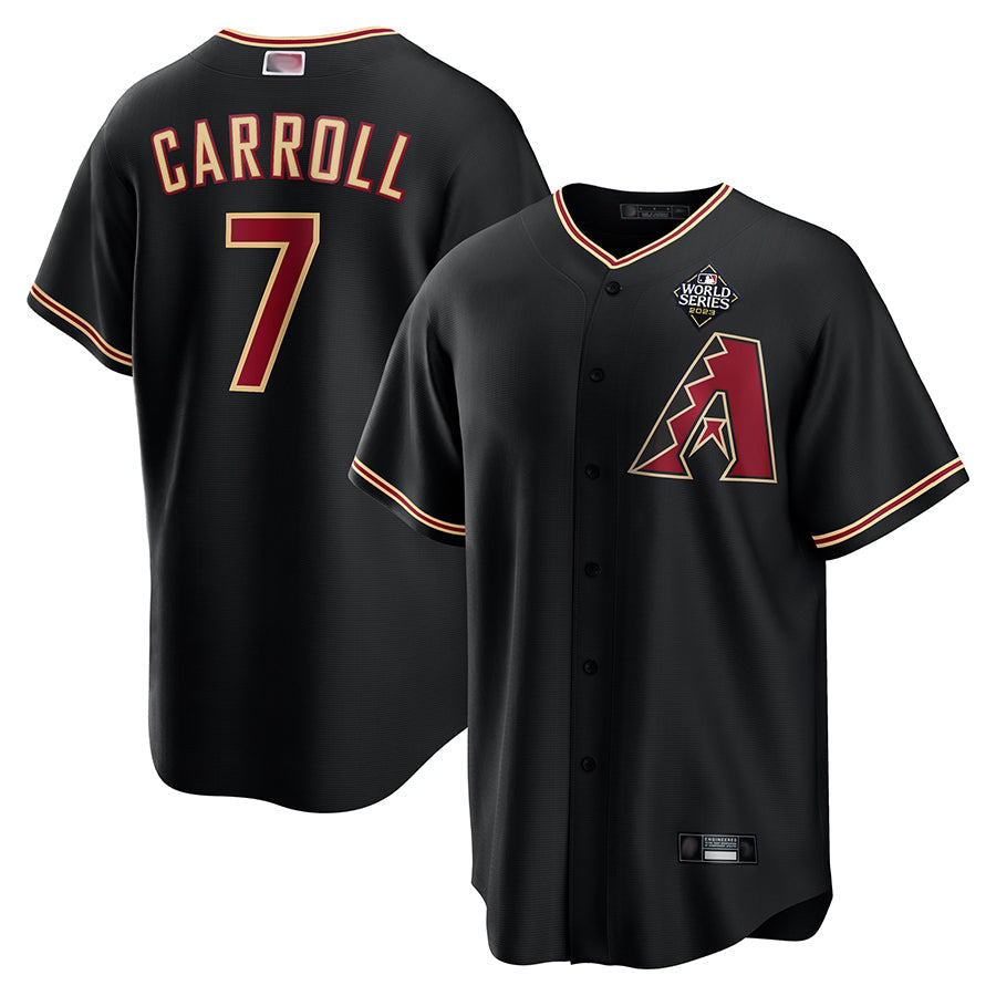 Trusc A.Diamondbacks #7 Corbin Carroll Player Black World Series Replica Personalized Stitched Jerseys