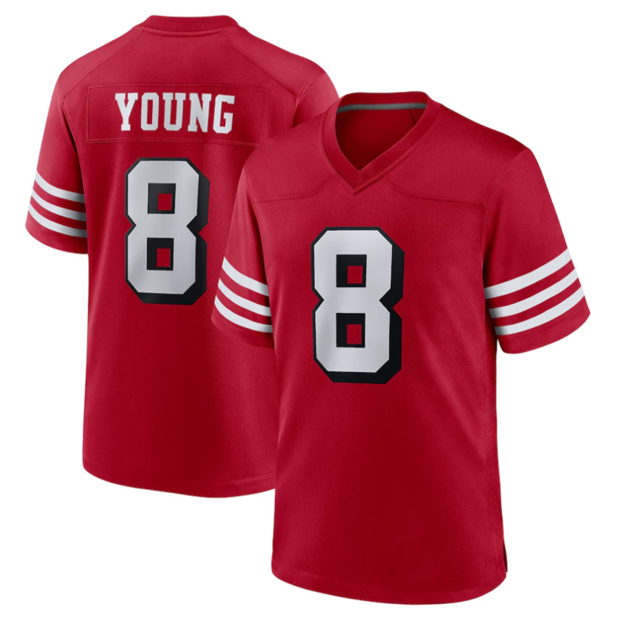 Trusc #8 Steve Young Player SF.49ers Scarlet Alternate Game Stitched Jerseys