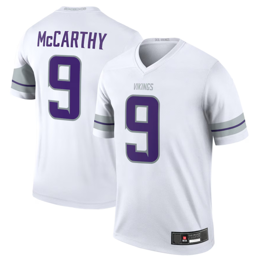 Trusc #9 J.J. McCarthy Player MN.Vikings White Alternate Legend Stitched Jerseys
