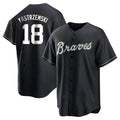 Trusc A.Braves #18 Mike Yastrzemski player Black&White Replica Stitched Jerseys