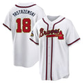 Trusc A.Braves #18 Mike Yastrzemski player Gold Replica White Program Stitched Jerseys