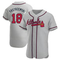 Trusc A.Braves #18 Mike Yastrzemski player Gray Authentic Road Stitched Jerseys