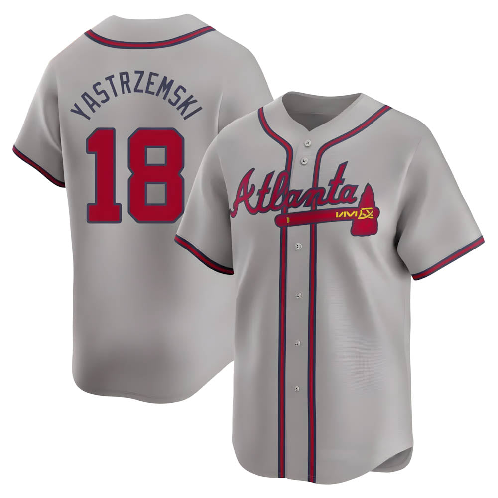 Trusc A.Braves #18 Mike Yastrzemski player Gray Limited Away Stitched Jerseys