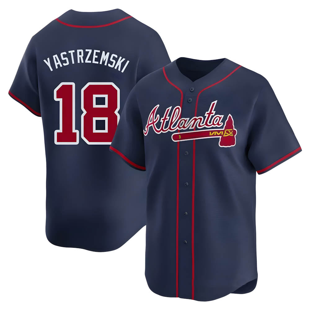 Trusc A.Braves #18 Mike Yastrzemski player Navy Limited Alternate Stitched Jerseys