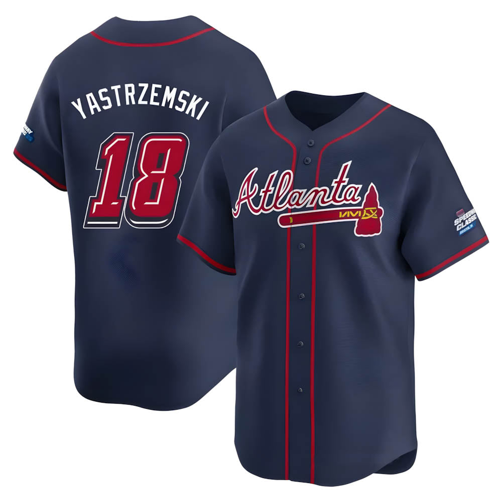 Trusc A.Braves #18 Mike Yastrzemski player Navy Limited Speedway Classic Alternate Stitched Jerseys
