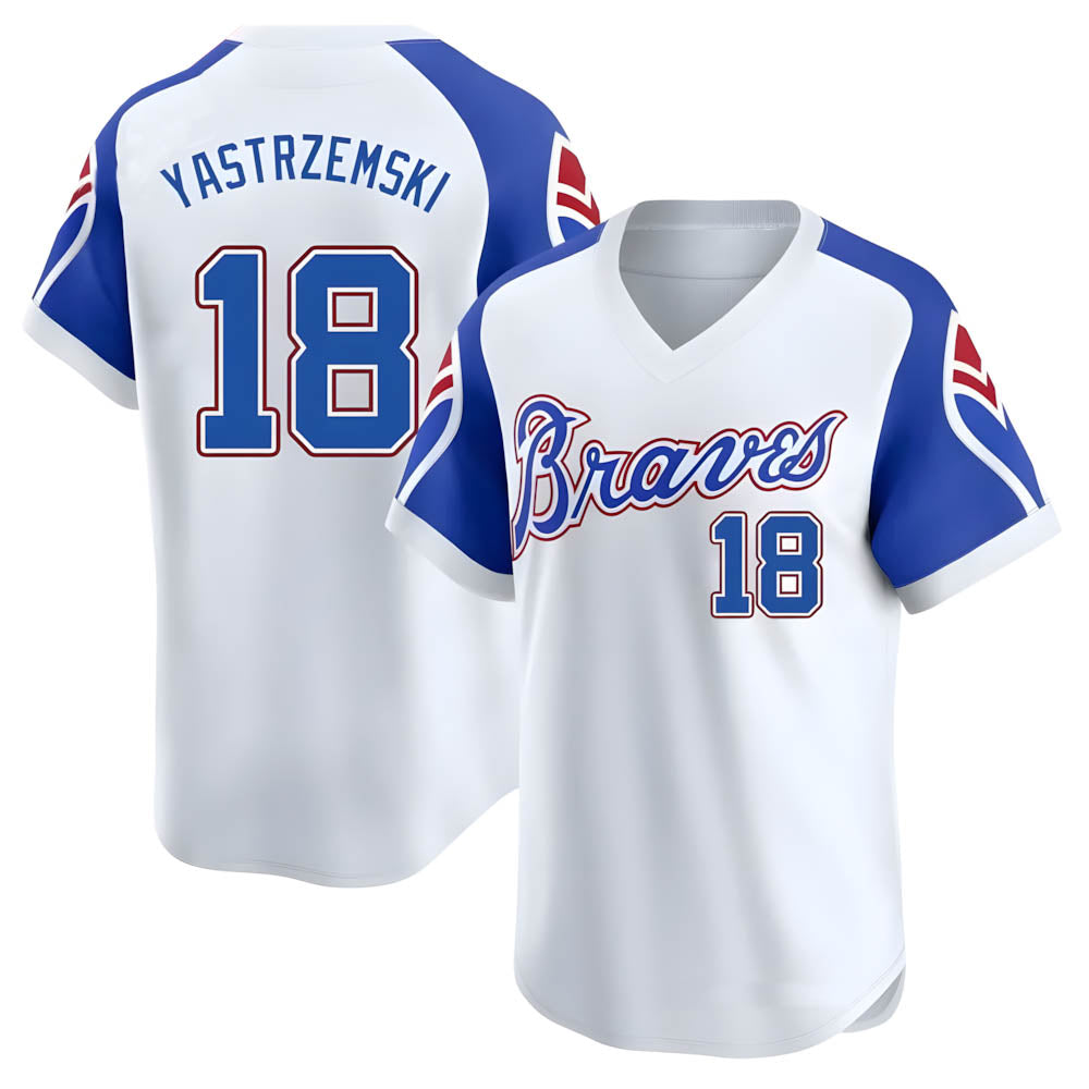 Trusc A.Braves #18 Mike Yastrzemski player White Limited Throwback Cooperstown Collection Stitched Jerseys