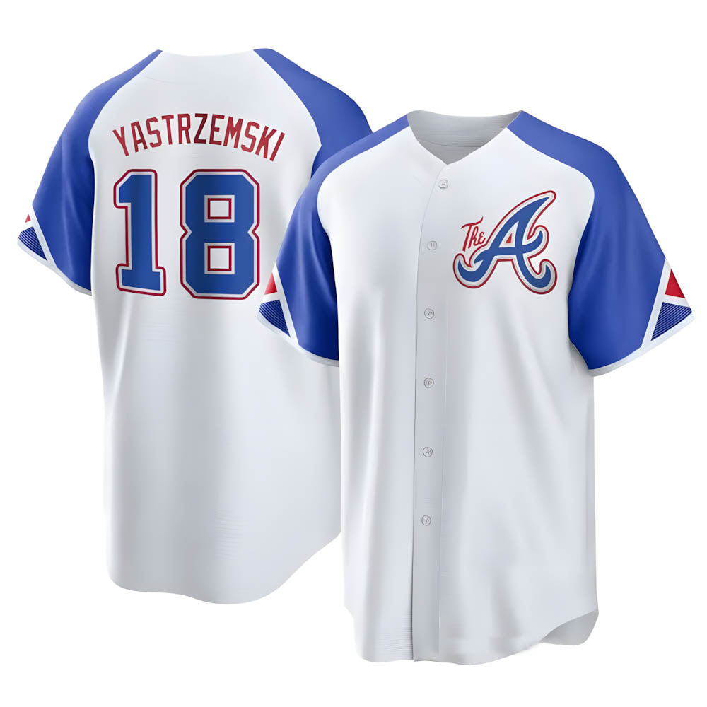 Trusc A.Braves #18 Mike Yastrzemski player White Replica City Connect Stitched Jerseys