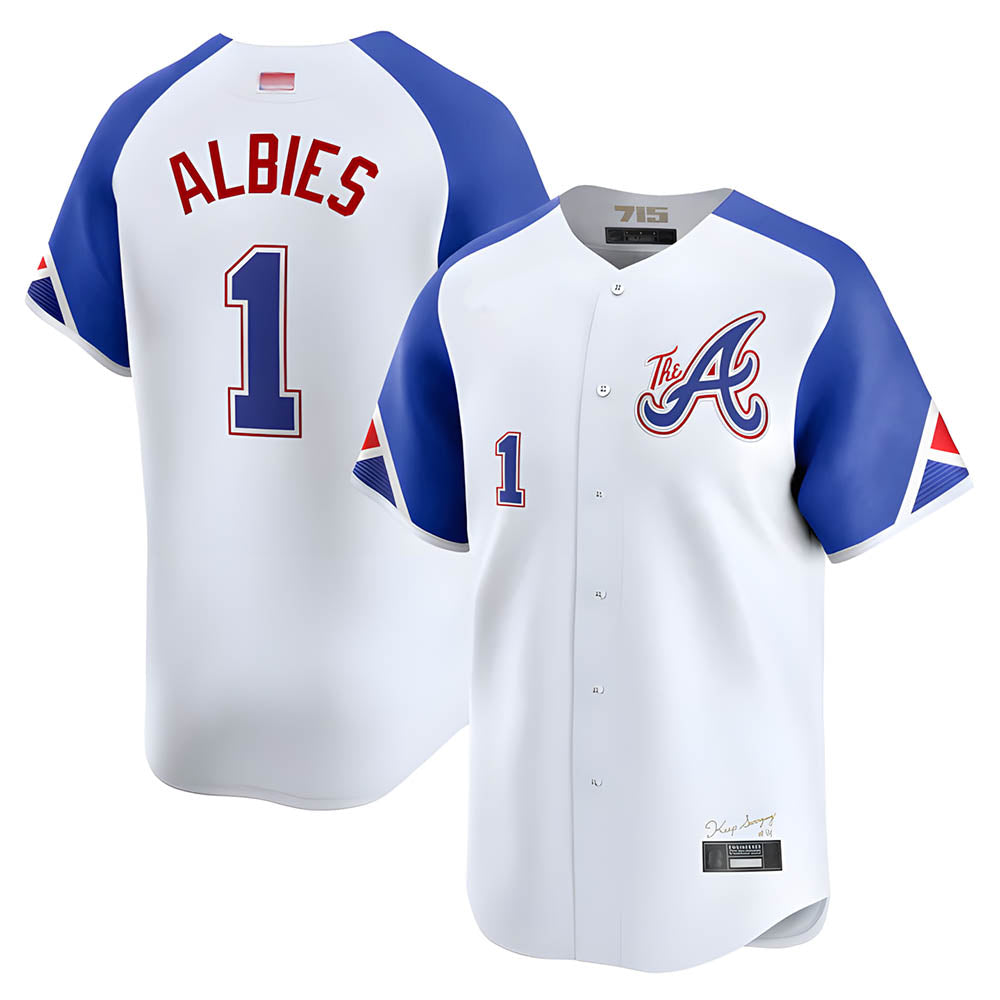 Trusc A.Braves #1 Ozzie Albies Player Blue City Connect Stitched Jerseys