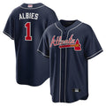 Trusc A.Braves #1 Ozzie Albies Player Navy Alternate Stitched Jerseys