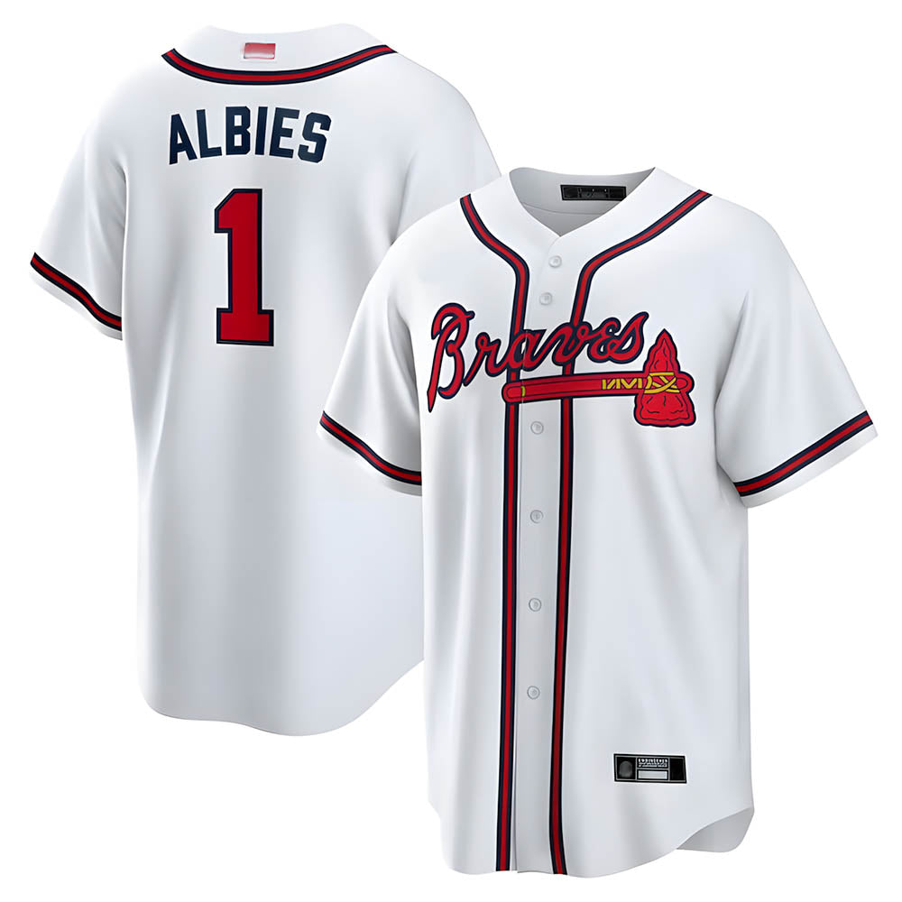 Trusc A.Braves #1 Ozzie Albies Player White Alternate Stitched Jerseys