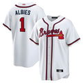 Trusc A.Braves #1 Ozzie Albies Player White Alternate Stitched Jerseys