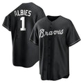 Trusc A.Braves #1 Ozzie Albies Player Black&White Replica Stitched Jerseys