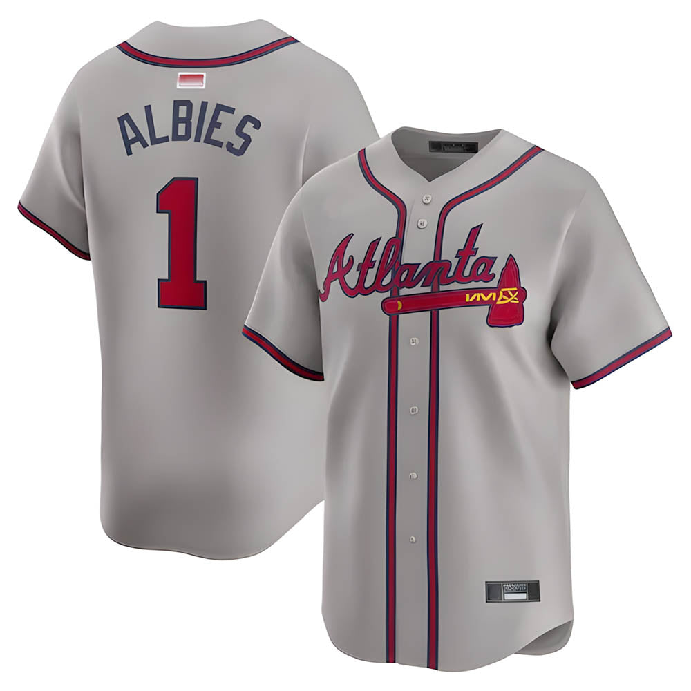 Trusc A.Braves #1 Ozzie Albies Player Gray Vapor Premier City Connect Premium Stitched Jerseys