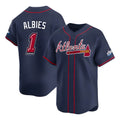 Trusc A.Braves #1 Ozzie Albies Player Navy Limited 2025 Speedway Classic Alternate Stitched Jerseys