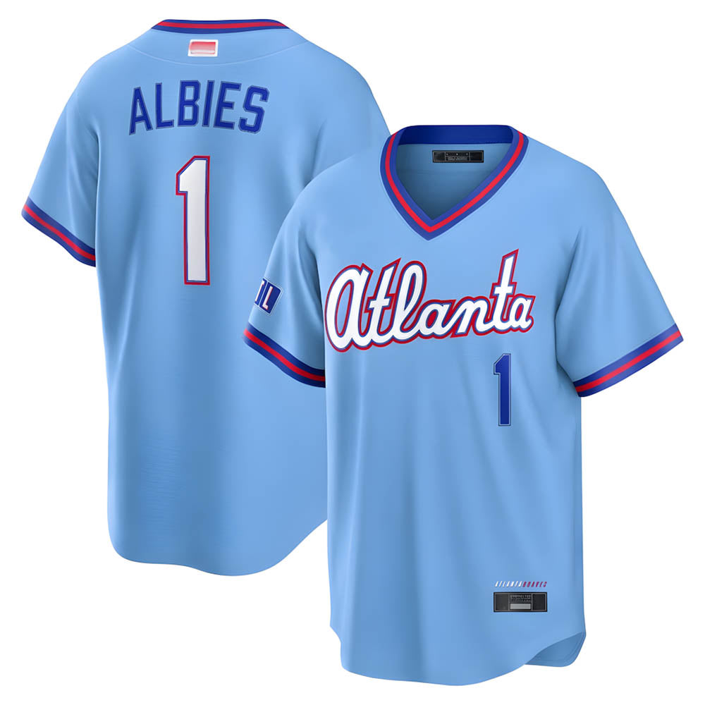Trusc A.Braves #1 Ozzie Albies Player Powder Blue 2026 City Connect T shirt Stitched Jerseys