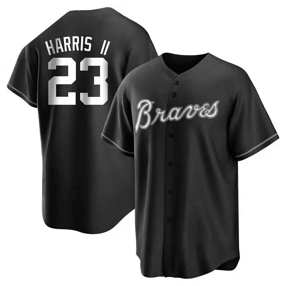 Trusc A.Braves #23 Michael Harris II player Black&White Replica Stitched Jerseys
