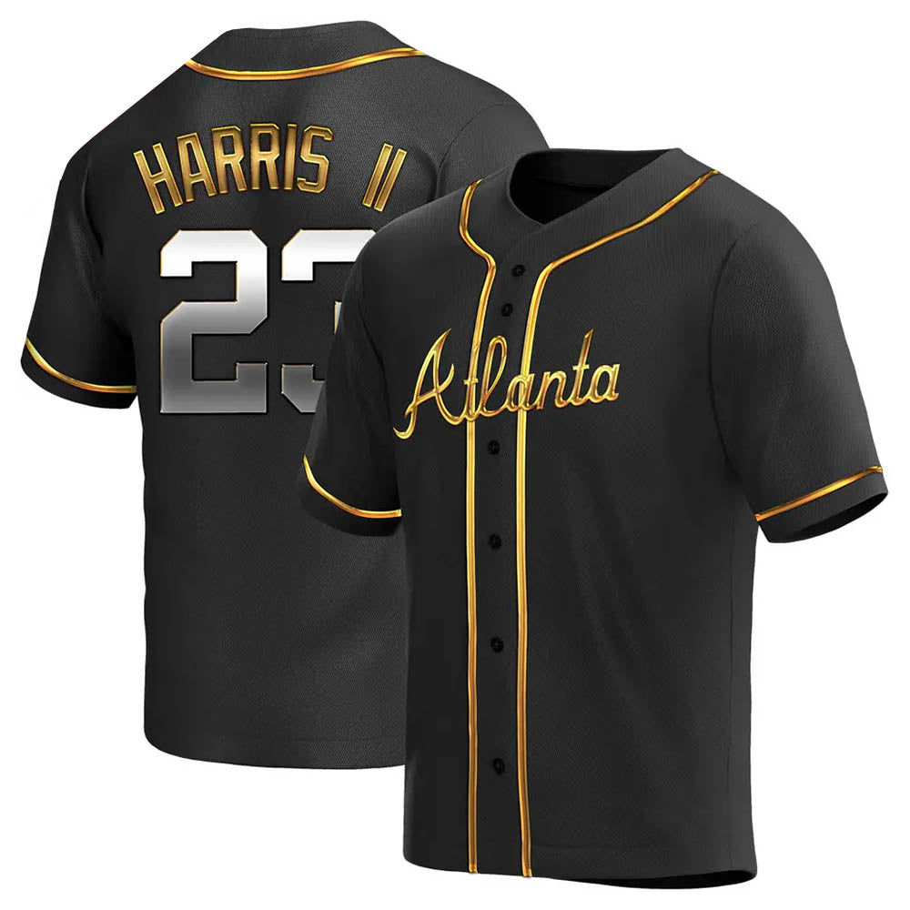 Trusc A.Braves #23 Michael Harris II player Gold Replica Black en Alternate Stitched Jerseys