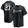 Trusc A.Braves #27 Austin Riley Player Black&White Replica Stitched Jerseys