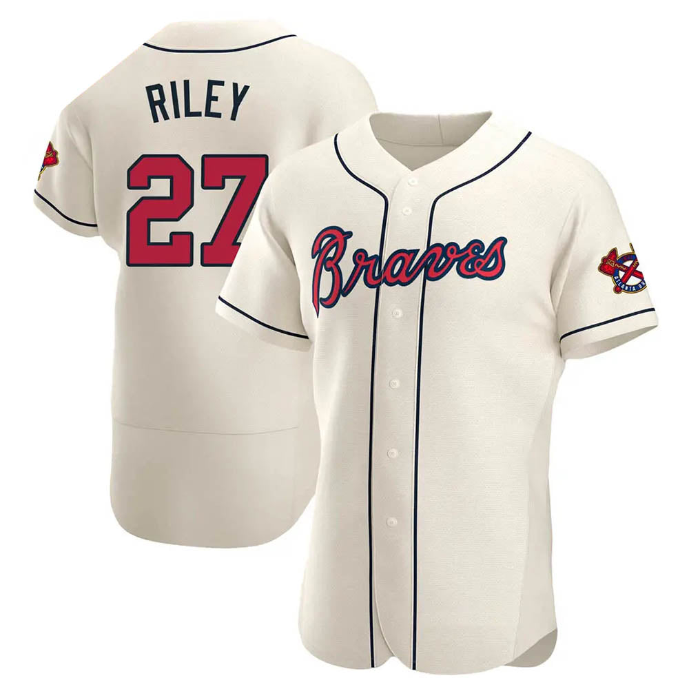 Trusc A.Braves #27 Austin Riley Player Cream Authentic Alternate Stitched Jerseys