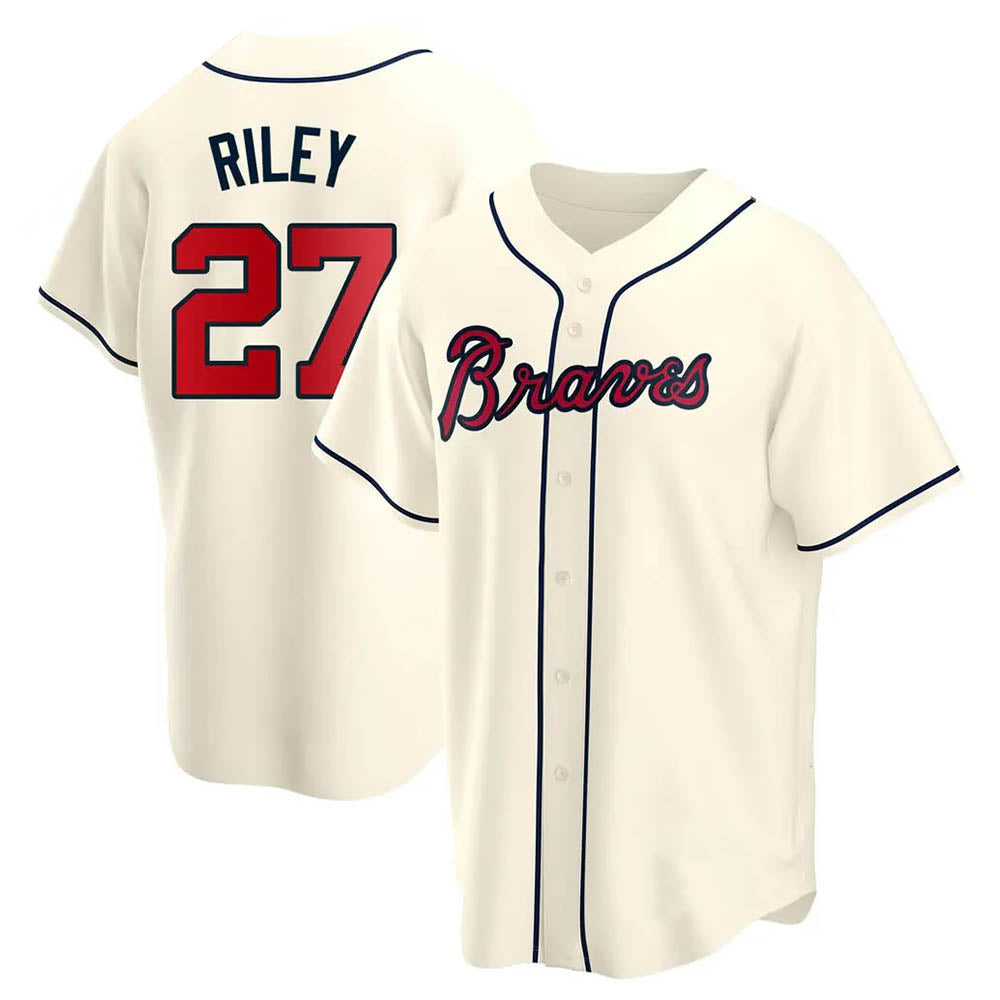 Trusc A.Braves #27 Austin Riley Player Cream Replica Alternate Stitched Jerseys