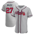 Trusc A.Braves #27 Austin Riley Player Gray Authentic Road Stitched Jerseys