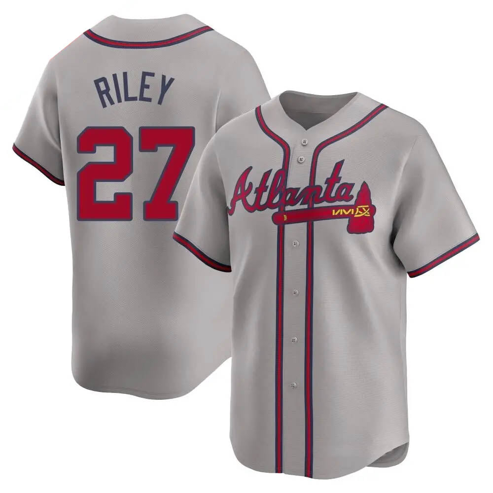 Trusc A.Braves #27 Austin Riley Player Gray Limited Away Stitched Jerseys
