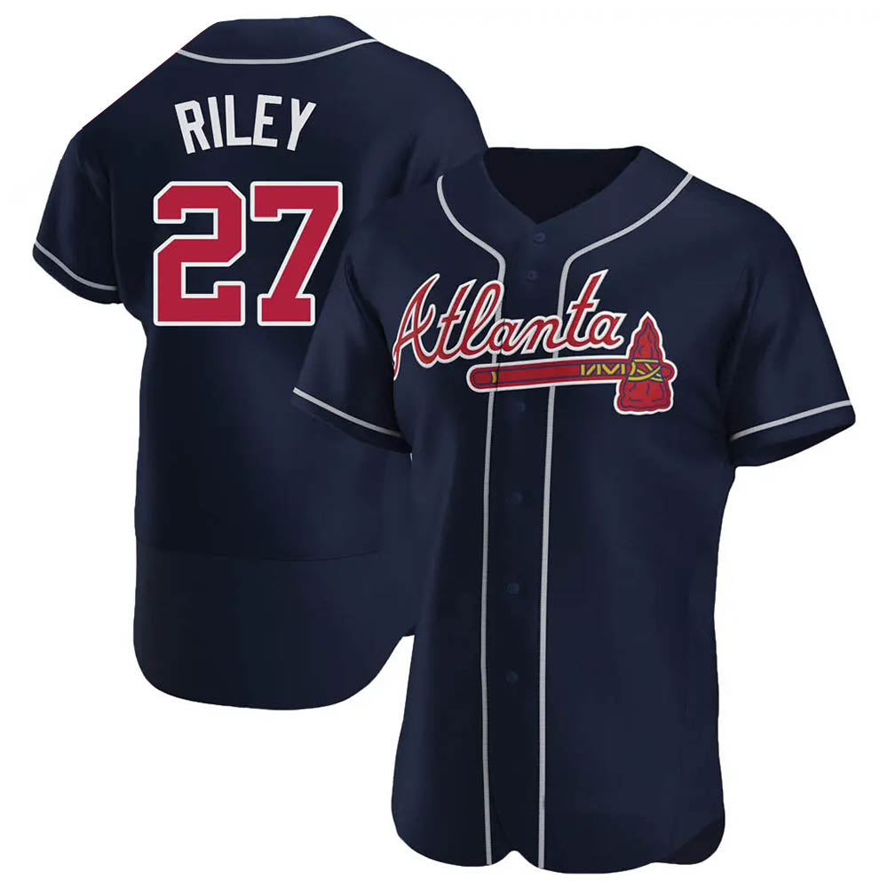 Trusc A.Braves #27 Austin Riley Player Navy Authentic Alternate Stitched Jerseys