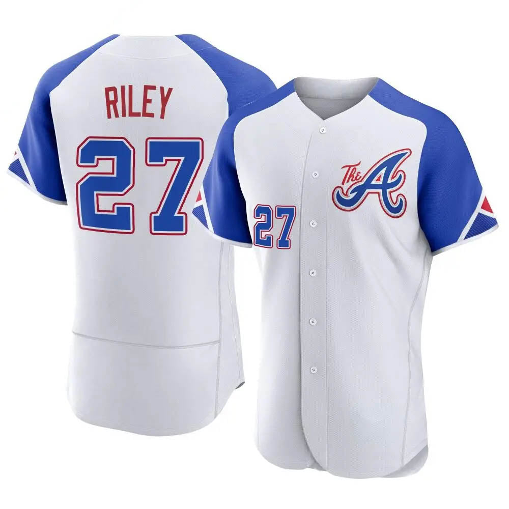 Trusc A.Braves #27 Austin Riley Player White Authentic City Connect Stitched Jerseys