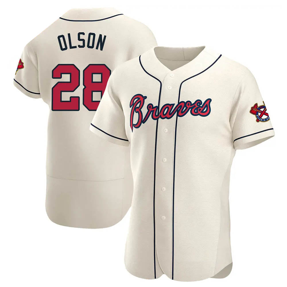 Trusc A.Braves #28 Matt Olson Player Cream Authentic Alternate Stitched Jerseys