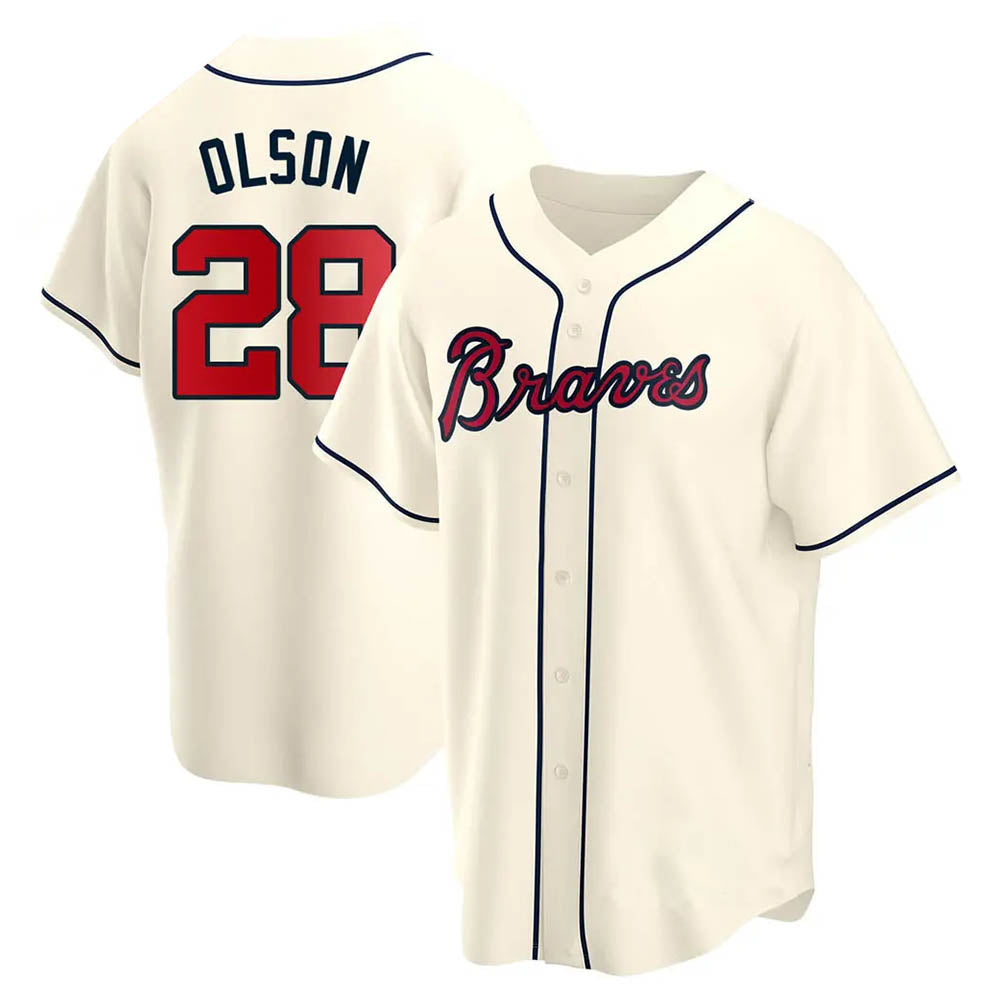 Trusc A.Braves #28 Matt Olson Player Cream Replica Alternate Stitched Jerseys