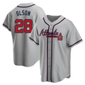 Trusc A.Braves #28 Matt Olson Player Gray Replica Road Stitched Jerseys