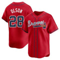 Trusc A.Braves #28 Matt Olson Player Red Limited Alternate Stitched Jerseys