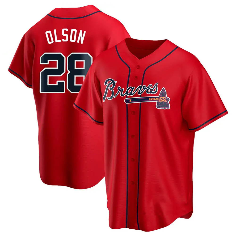 Trusc A.Braves #28 Matt Olson Player Red Replica Alternate Stitched Jerseys