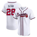 Trusc A.Braves #28 Matt Olson Player White Elite Home Stitched Jerseys
