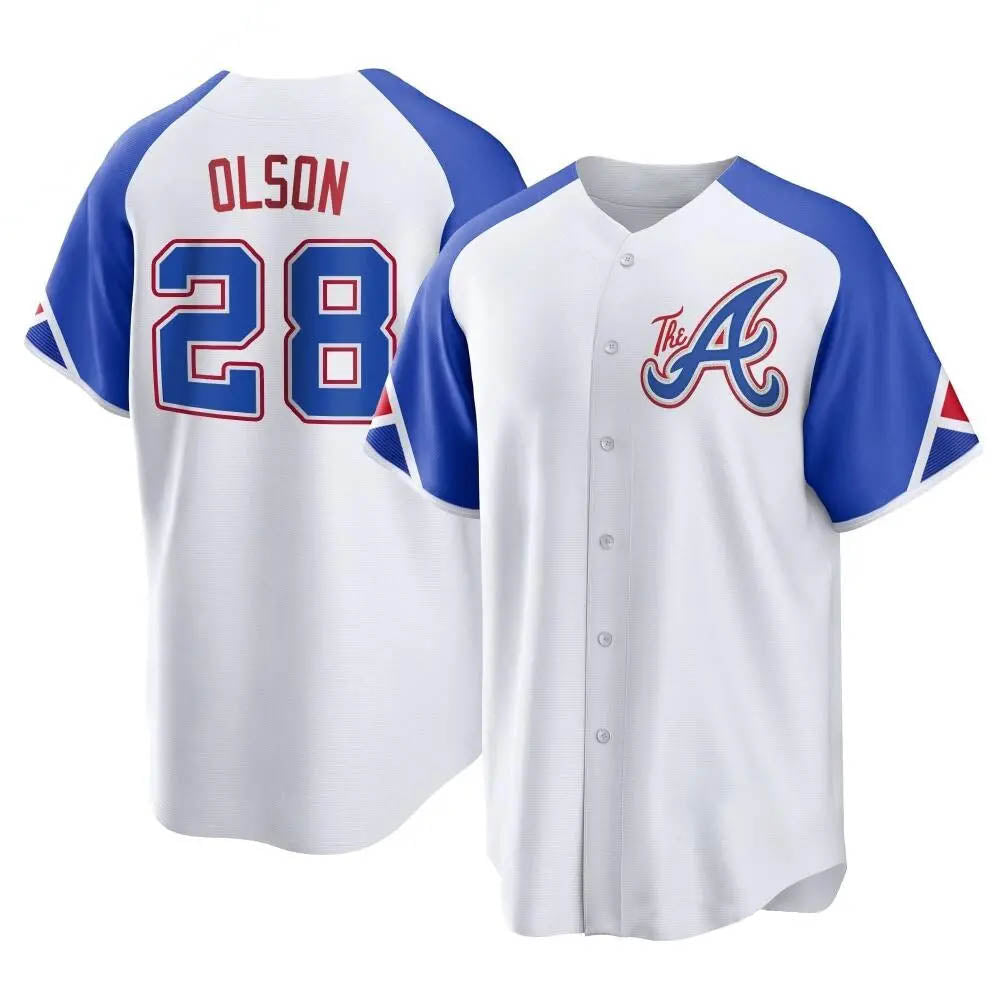 Trusc A.Braves #28 Matt Olson Player White Replica City Connect Stitched Jerseys