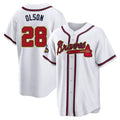 Trusc A.Braves #28 Matt Olson Player White&Gold Replica Program Stitched Jerseys