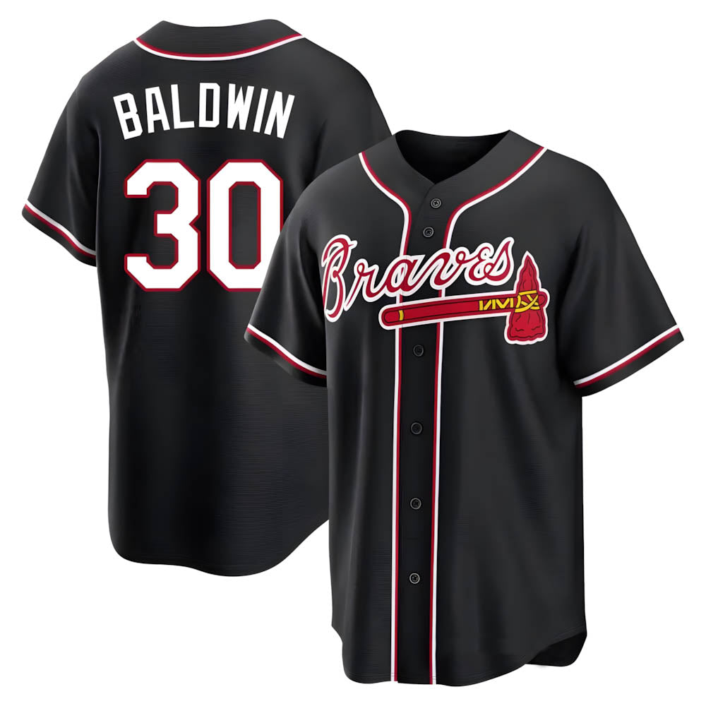 Trusc A.Braves #30 Drake Baldwin player Black Replica Fashion Out Stitched Jerseys