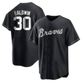 Trusc A.Braves #30 Drake Baldwin player Black&White Replica Stitched Jerseys