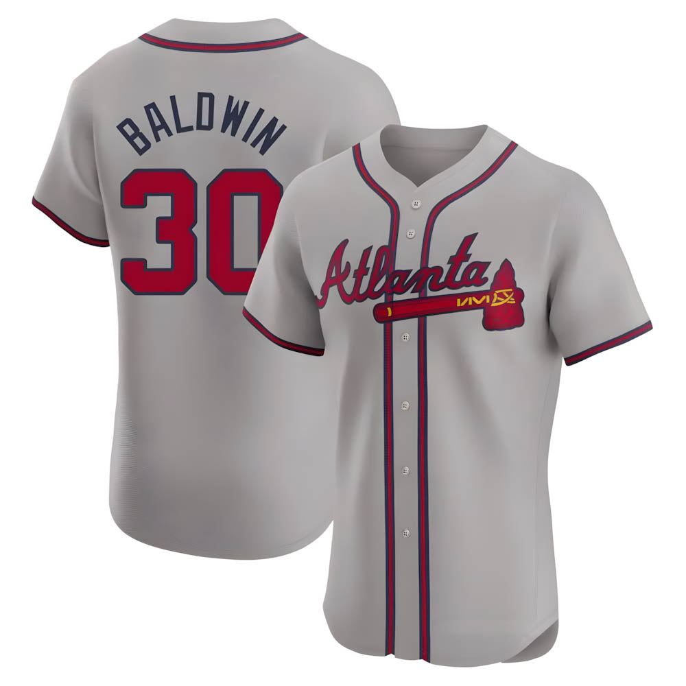Trusc A.Braves #30 Drake Baldwin player Gray Elite Road Stitched Jerseys
