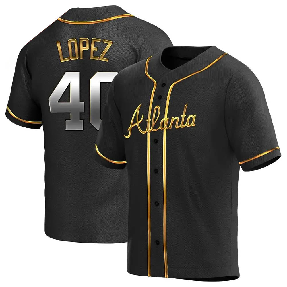 Trusc A.Braves #40 Reynaldo Lopez player Black & Gold Replica en Alternate Stitched Jerseys