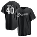 Trusc A.Braves #40 Reynaldo Lopez player Black&White Replica Stitched Jerseys