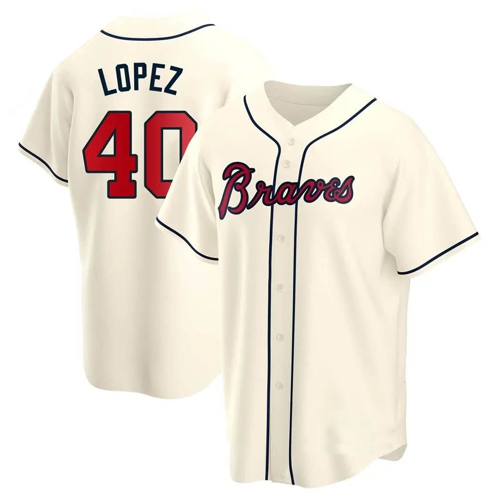 Trusc A.Braves #40 Reynaldo Lopez player Cream Replica Alternate Stitched Jerseys