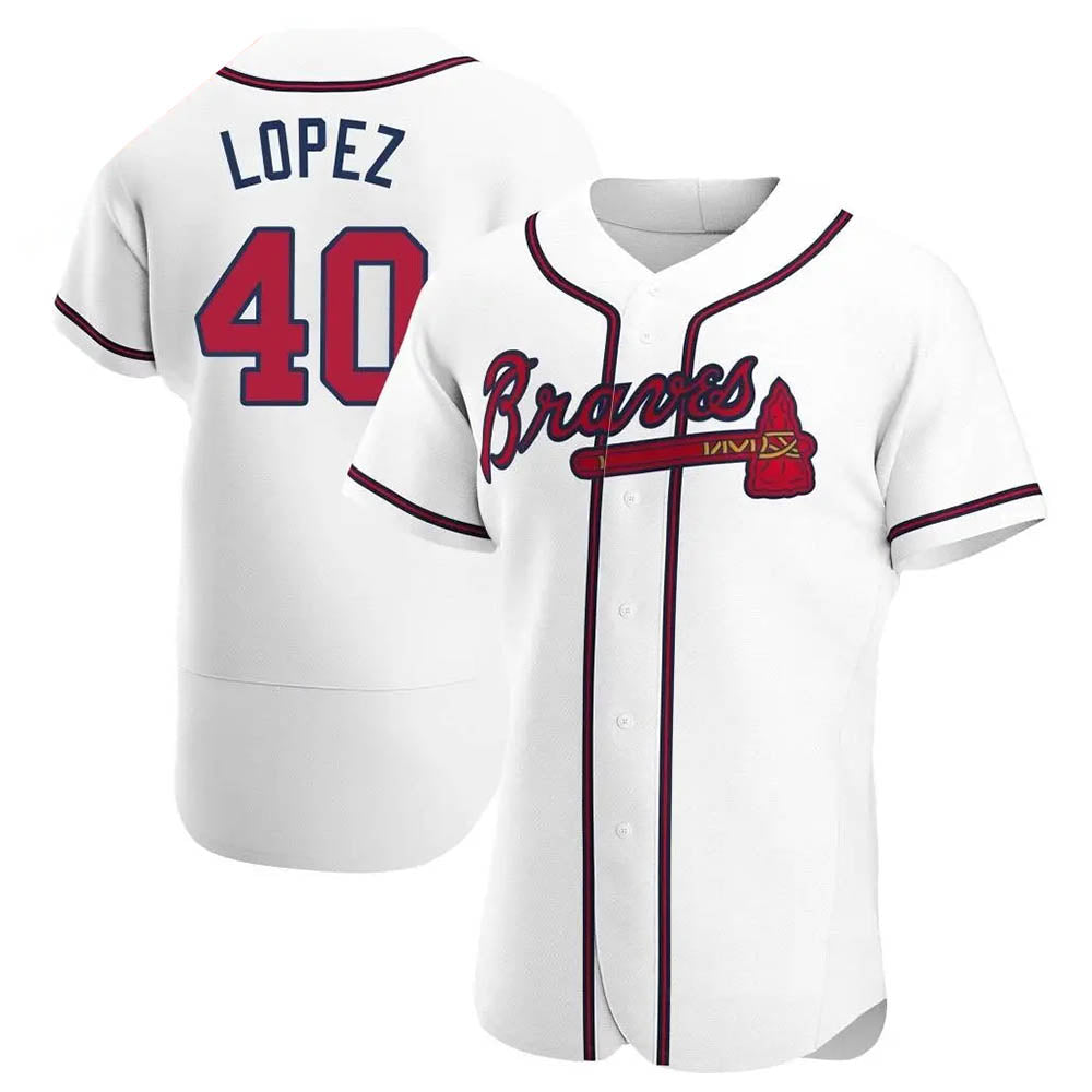 Trusc A.Braves #40 Reynaldo Lopez player White Authentic Home Stitched Jerseys