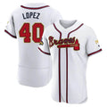 Trusc A.Braves #40 Reynaldo Lopez player White&Gold Authentic Program Stitched Jerseys