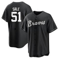 Trusc A.Braves #51 Chris Sale Player White&Black Replica Stitched Jerseys