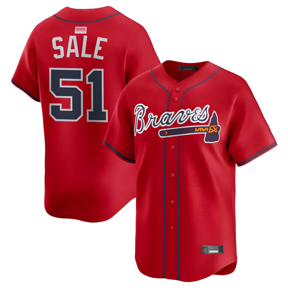 Trusc A.Braves #51 Chris Sale Player Red Alternate Limited Stitched Jerseys