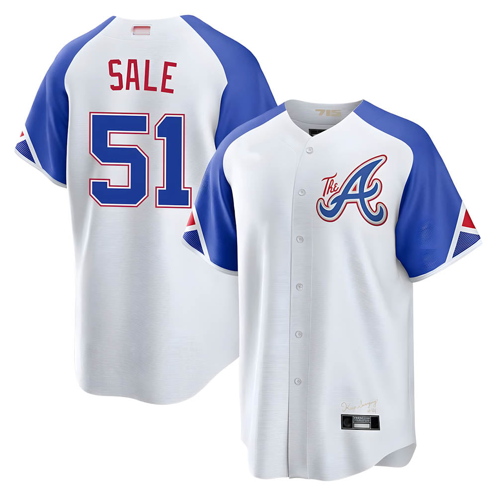 Trusc A.Braves #51 Chris Sale Player White City Connect Limited Stitched Jerseys